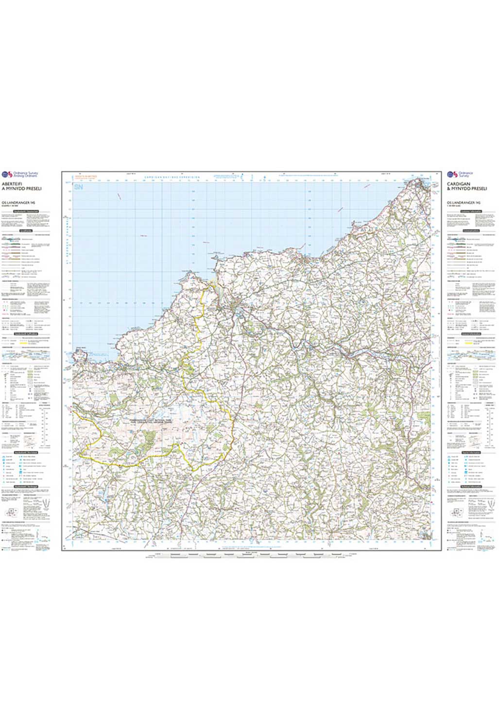 Ordnance Survey Cardigan & Mynydd Preseli - Landranger 145 Map