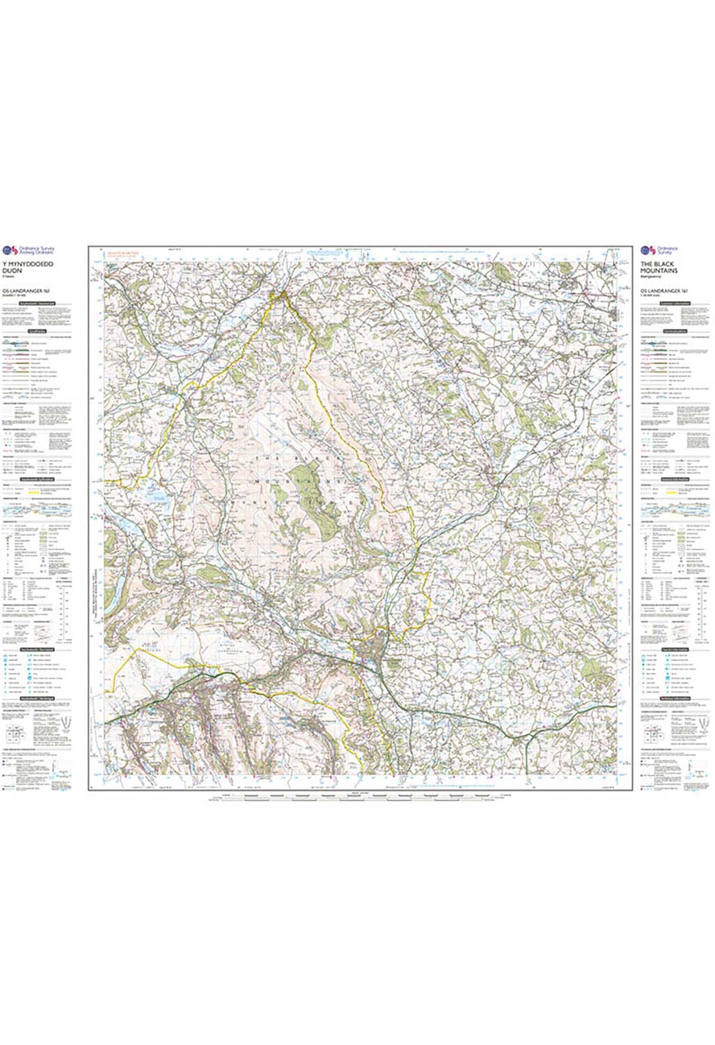Ordnance Survey The Black Mountains/Y Mynyddoedd Duon - Landranger 161 Map
