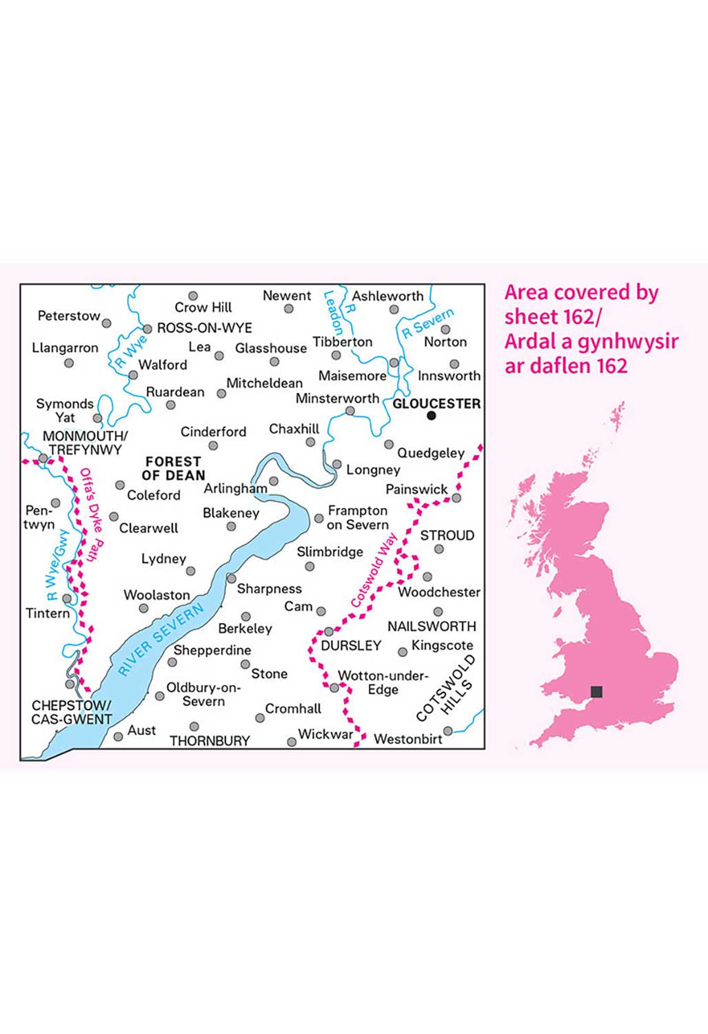 Ordnance Survey Gloucester & Forest of Dean - Landranger 162 Map