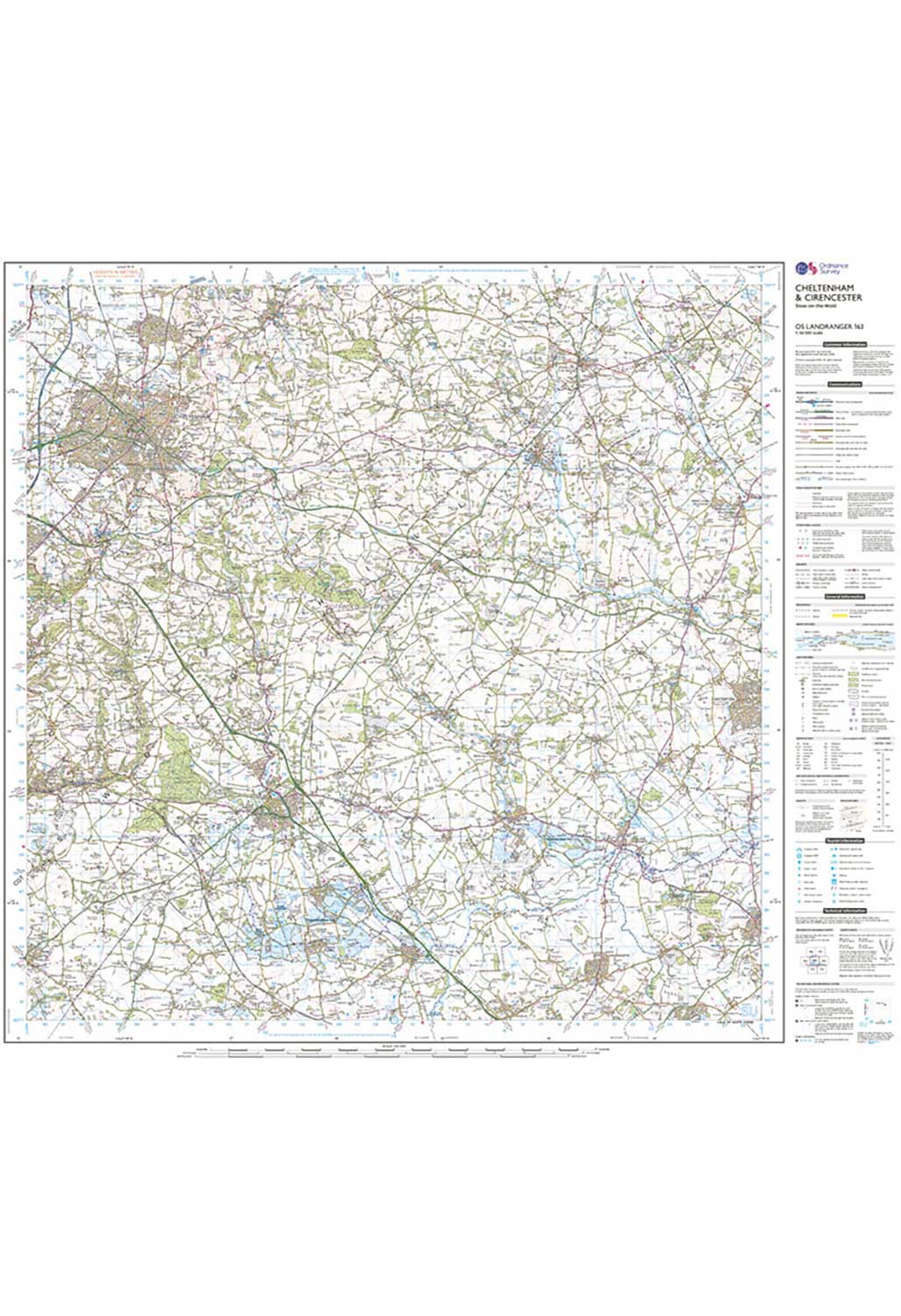 Ordnance Survey Cheltenham & Cirencester, Stow-on-the-Wold - Landranger 163 Map
