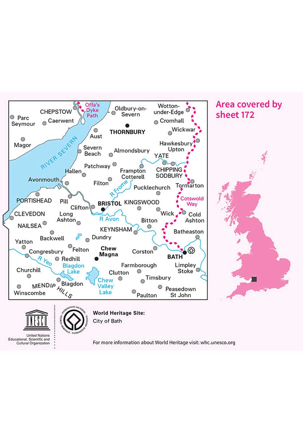 Ordnance Survey Bristol, Bath, Thornbury & Chew Magna - Landranger 172 Map