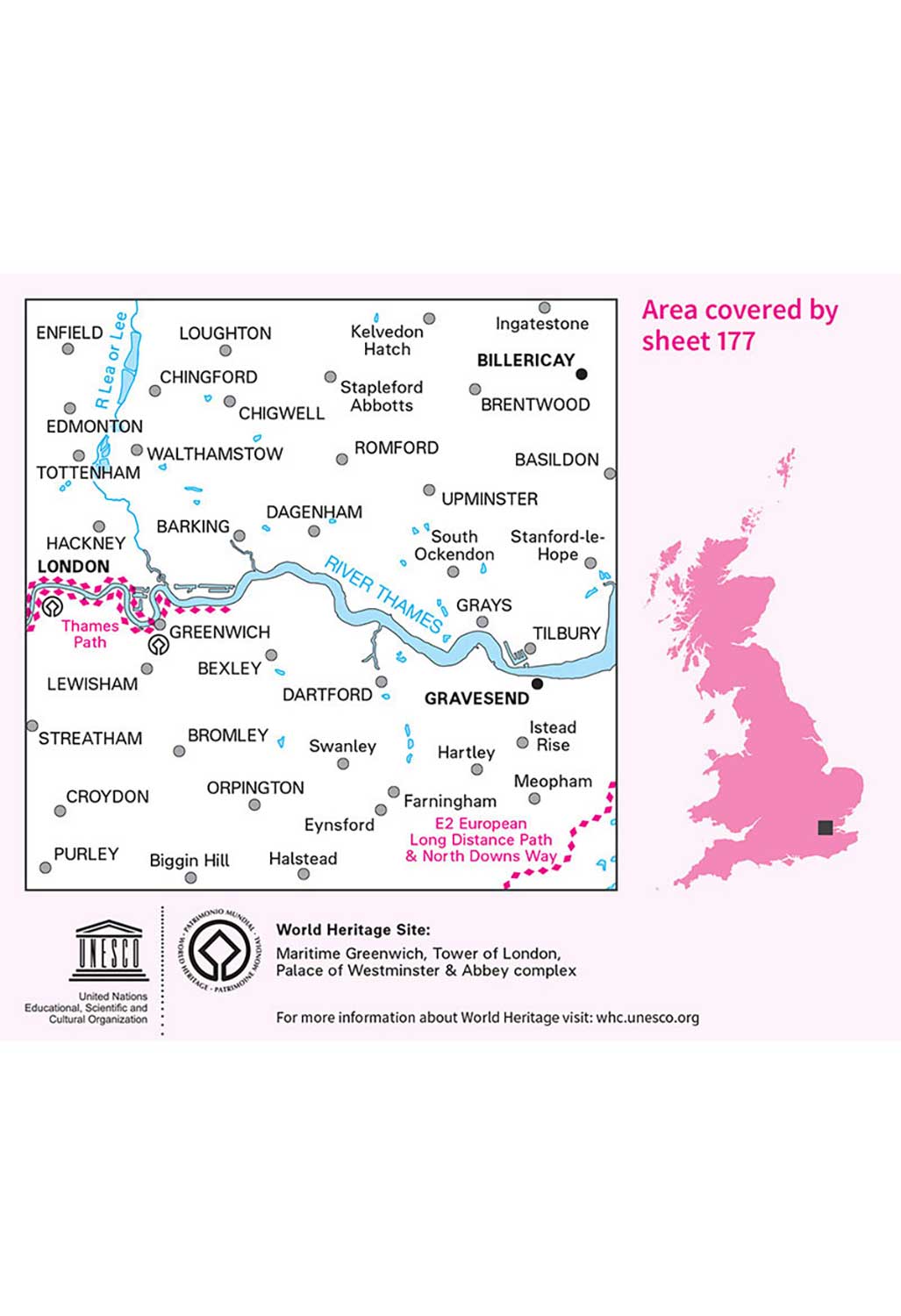 Ordnance Survey East London, Billericay & Gravesend - Landranger 177 Map