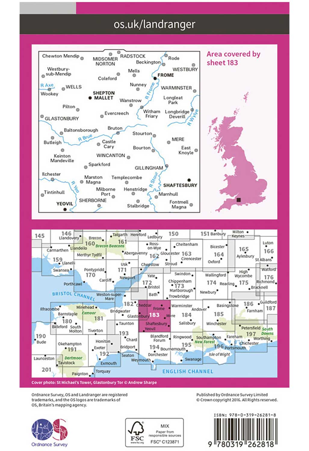 Ordnance Survey Yeovil & Frome - Landranger 183 Map