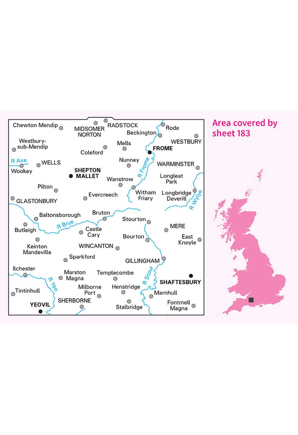 Ordnance Survey Yeovil & Frome - Landranger 183 Map