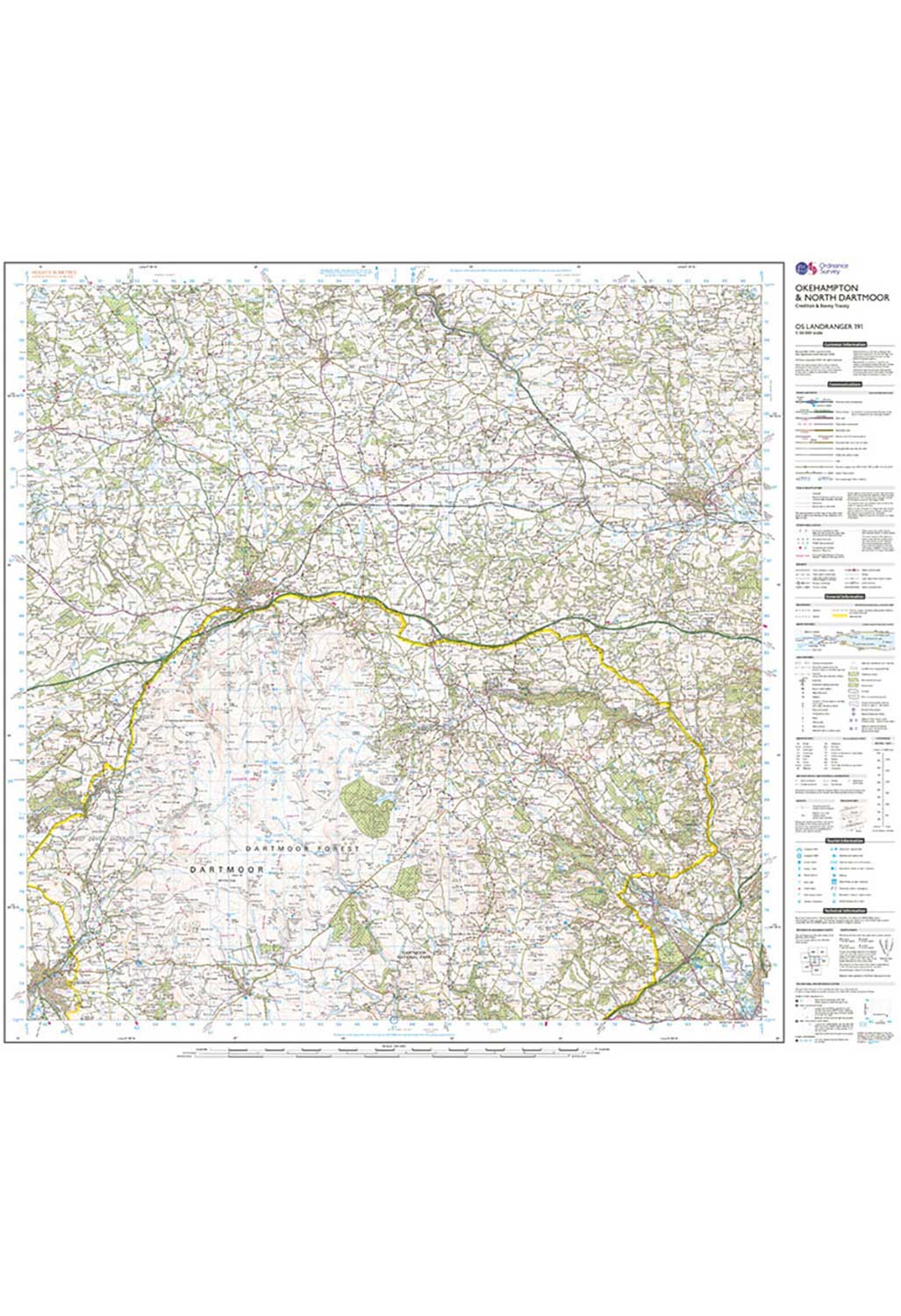 Ordnance Survey Okehampton & North Dartmoor - Landranger 191 Map