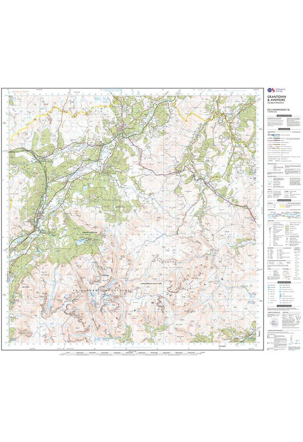 Ordnance Survey Grantown & Aviemore - Landranger Active 36 Map
