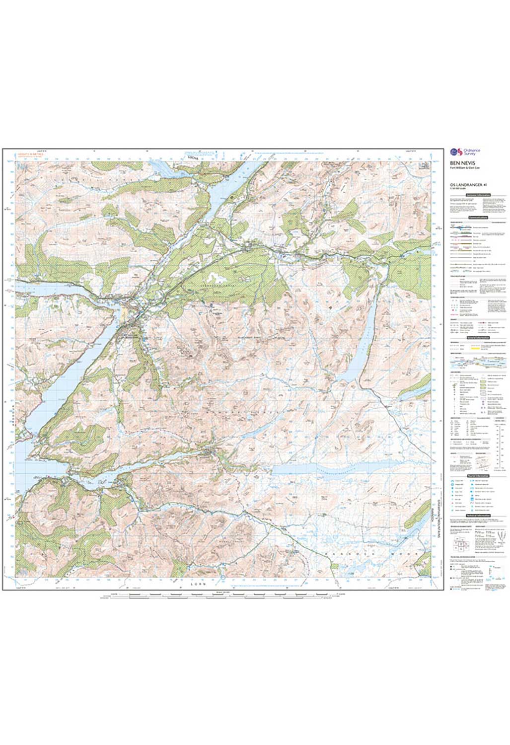 Ordnance Survey Ben Nevis, Fort William & Glen Coe - Landranger Active 41 Map