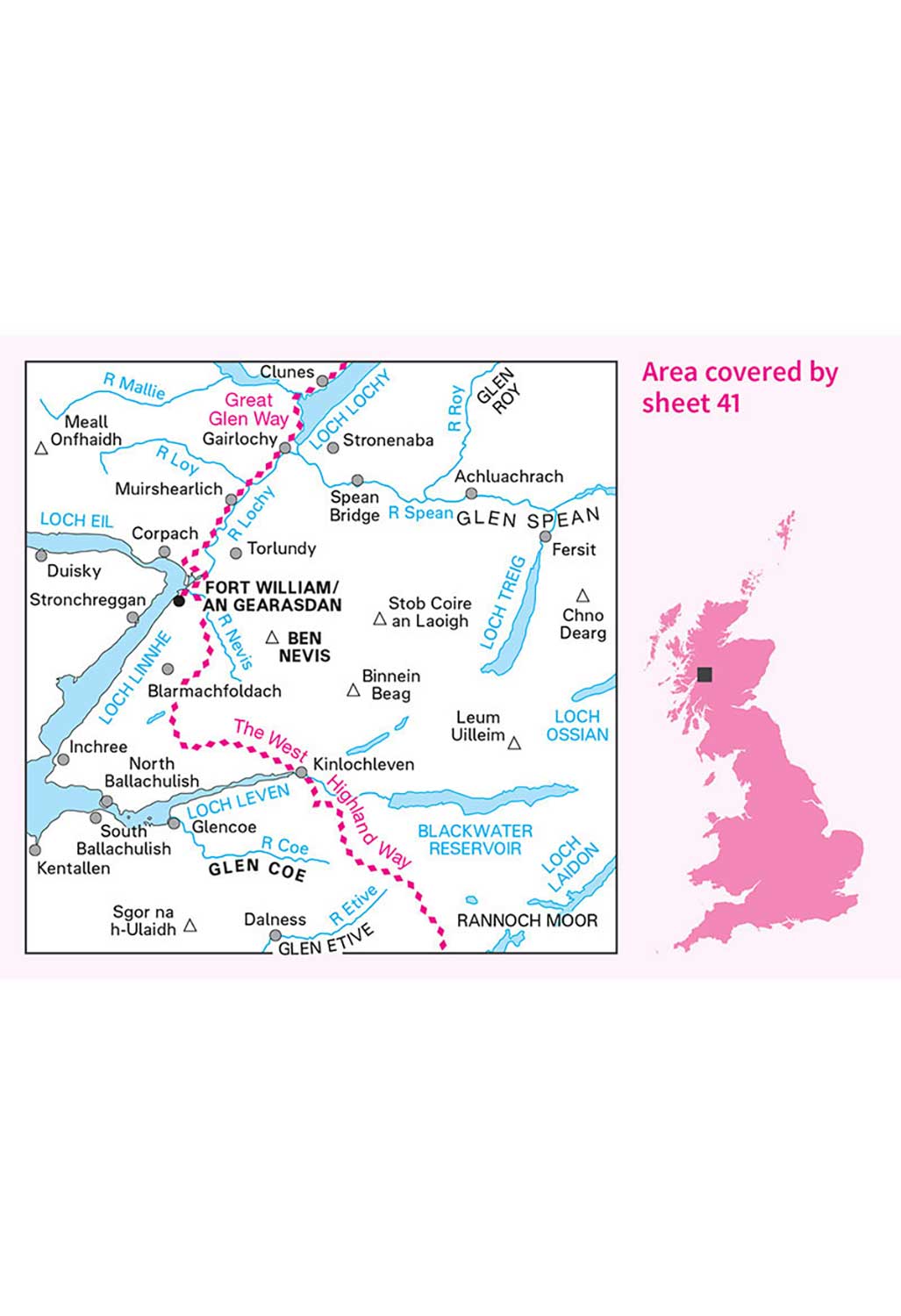 Ordnance Survey Ben Nevis, Fort William & Glen Coe - Landranger Active 41 Map