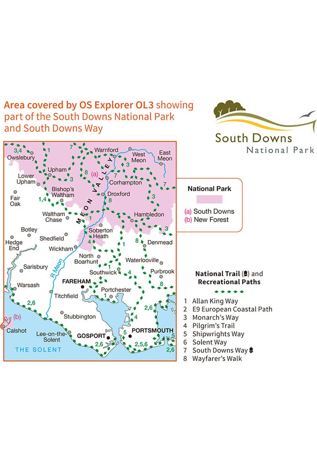 Ordnance Survey Meon Valley, Portsmouth, Gosport & Fareham - OS Explorer OL3 Map