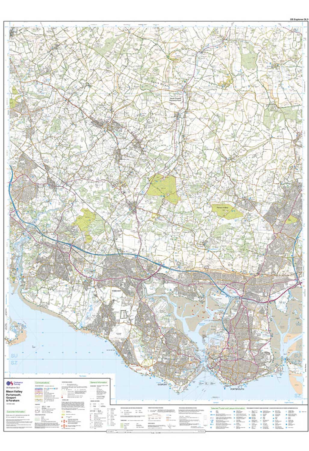 Ordnance Survey Meon Valley, Portsmouth, Gosport & Fareham - OS Explorer OL3 Map