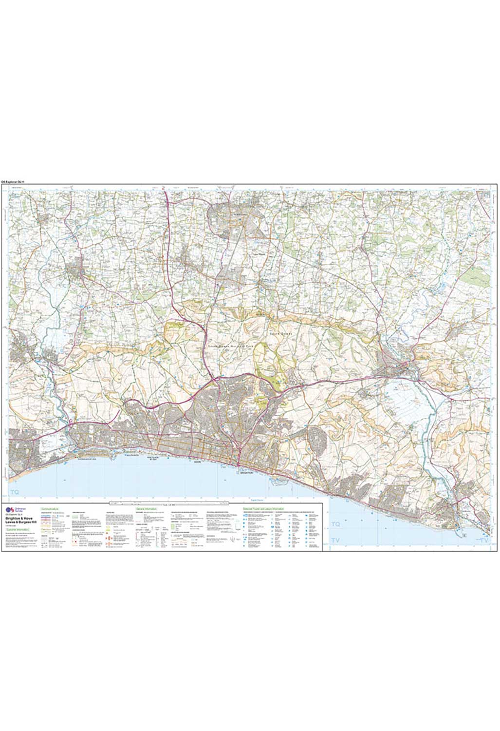 Ordnance Survey Brighton & Hove - OS Explorer OL11 Map