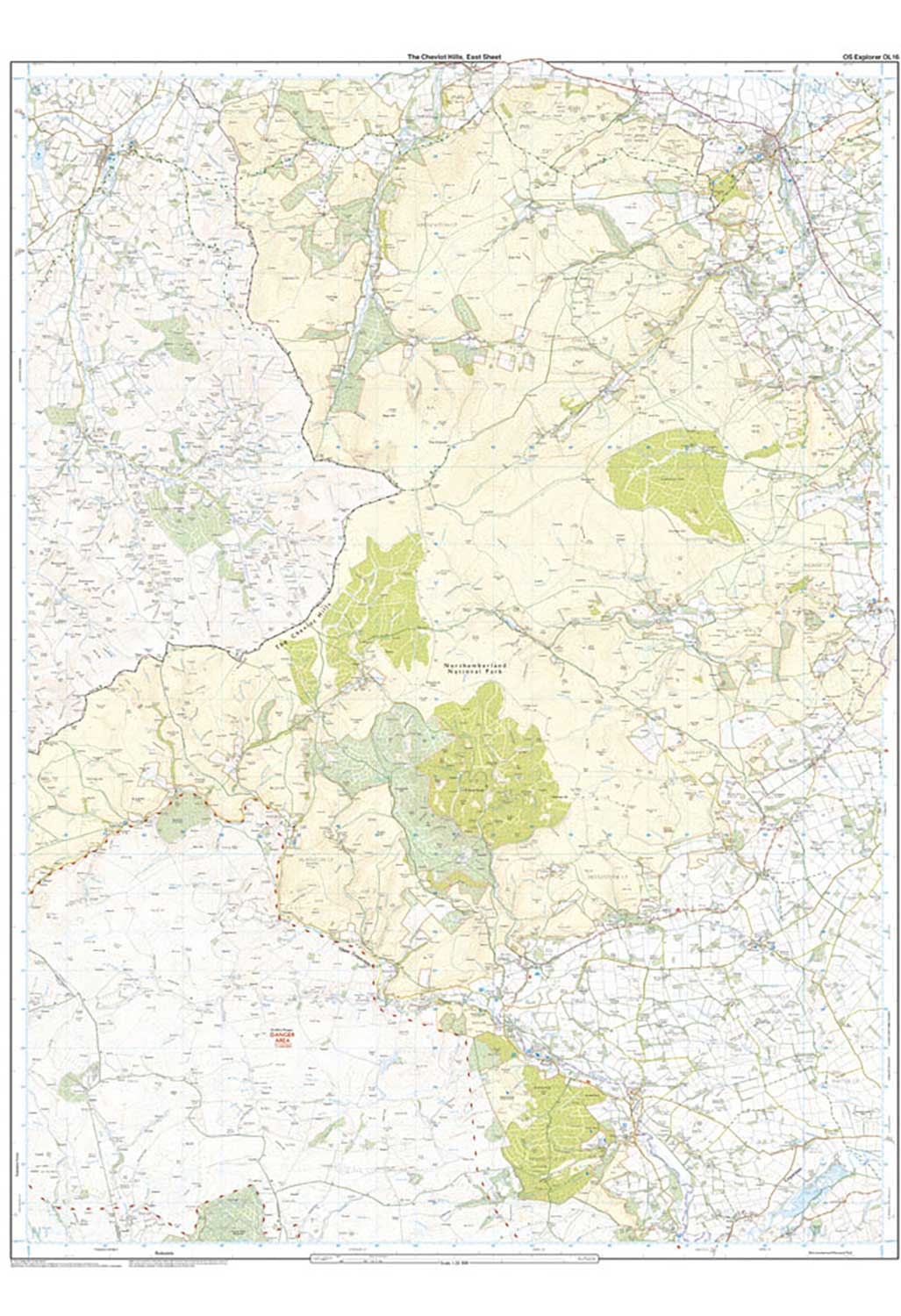 Ordnance Survey The Cheviot Hills - OS Explorer OL16 Map