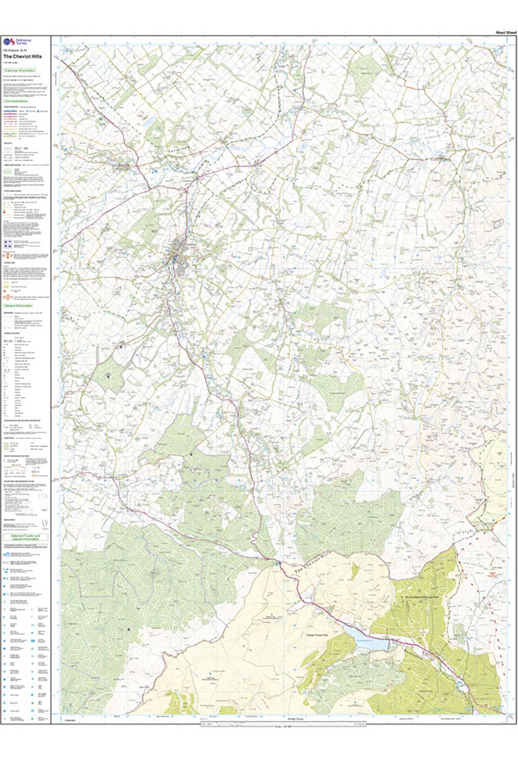 Ordnance Survey The Cheviot Hills - OS Explorer OL16 Map