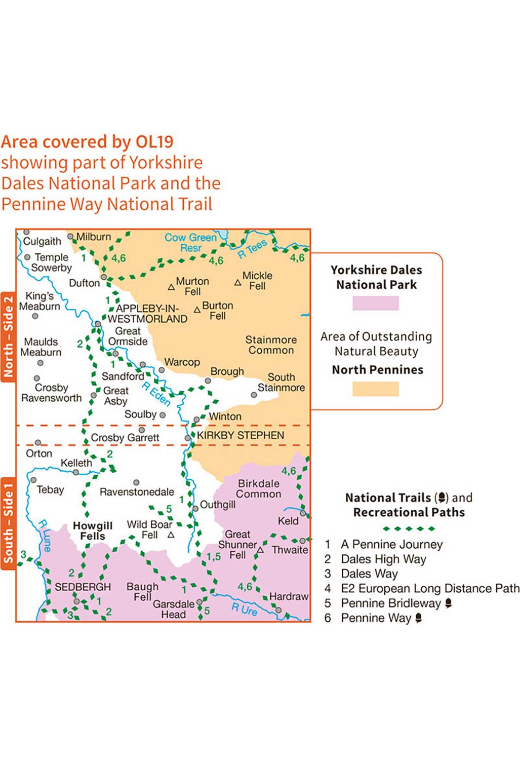 Ordnance Survey Howgill Fells & Upper Eden Valley - OS Explorer OL19 Map
