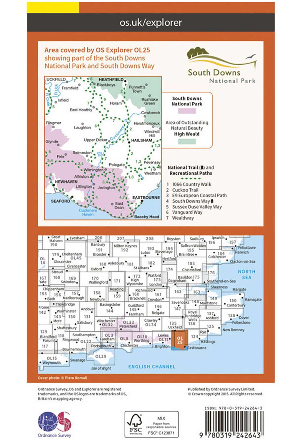 Ordnance Survey Eastbourne & Beachy Head - OS Explorer OL25 Map