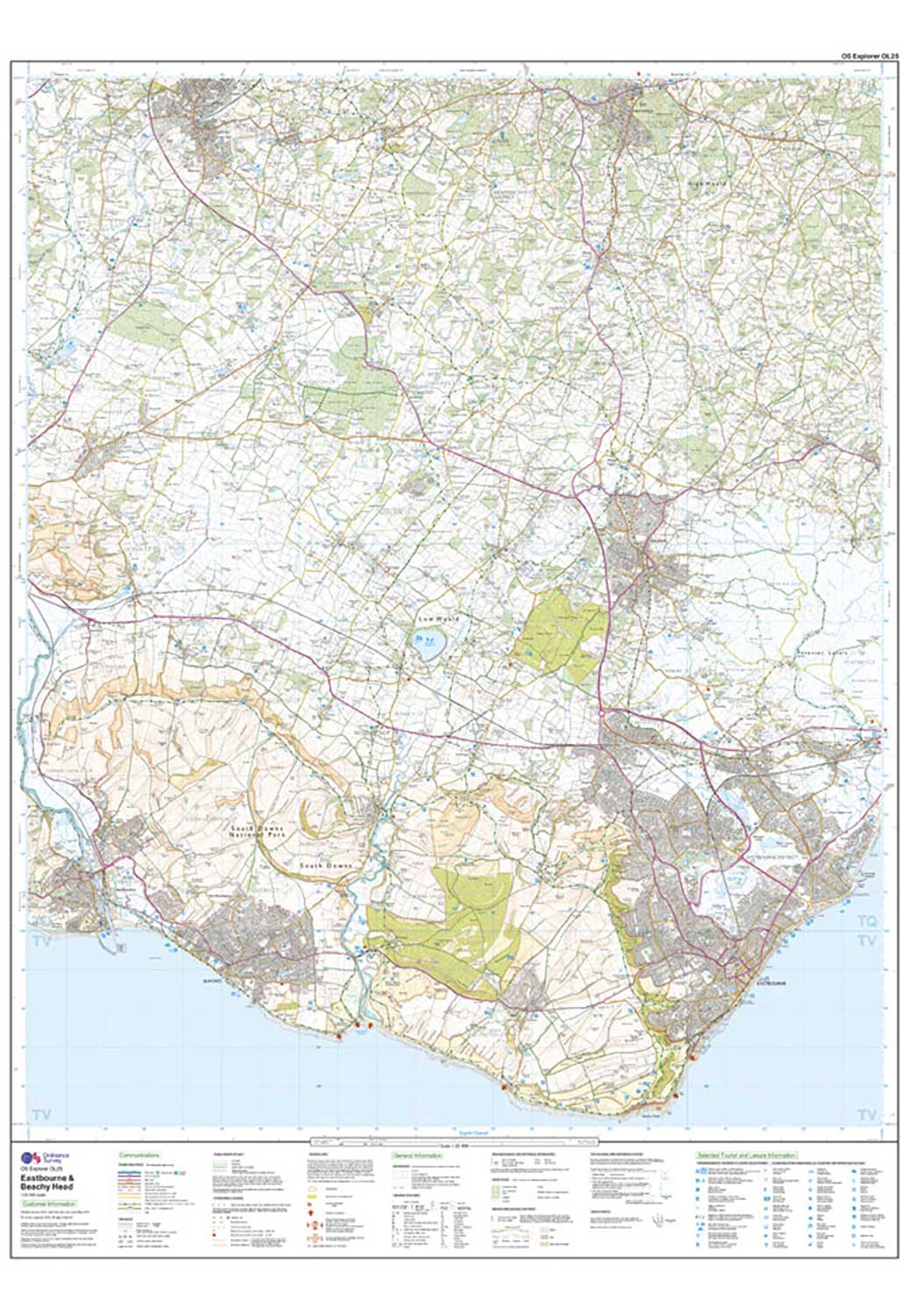Ordnance Survey Eastbourne & Beachy Head - OS Explorer OL25 Map