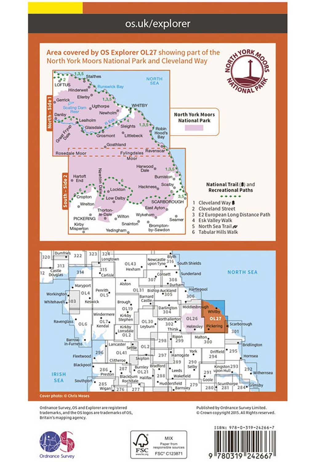 Ordnance Survey North York Moors - Eastern Area - OS Explorer OL27 Map