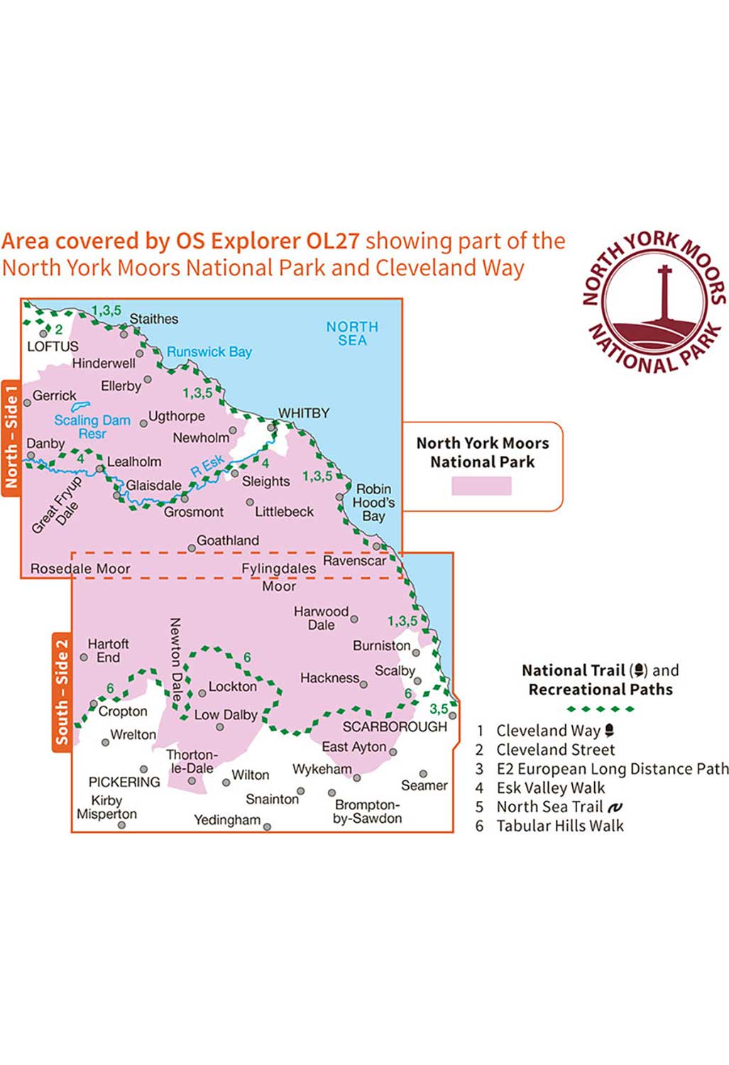 Ordnance Survey North York Moors - Eastern Area - OS Explorer OL27 Map