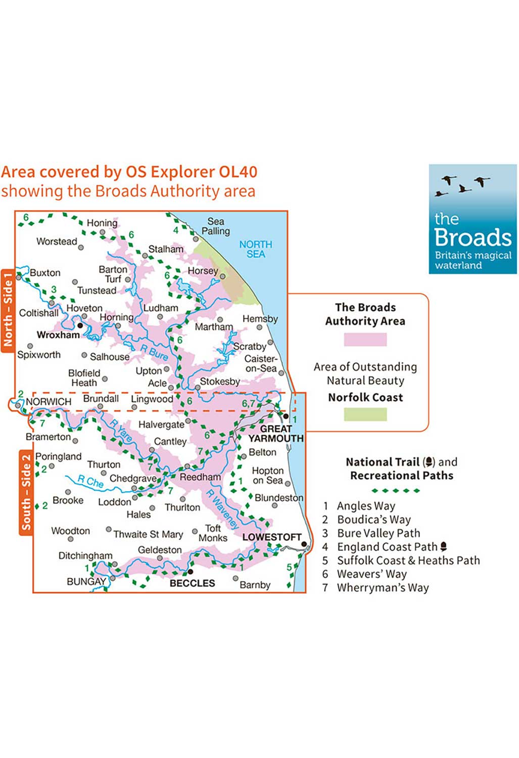 Ordnance Survey The Broads - OS Explorer OL40 Map