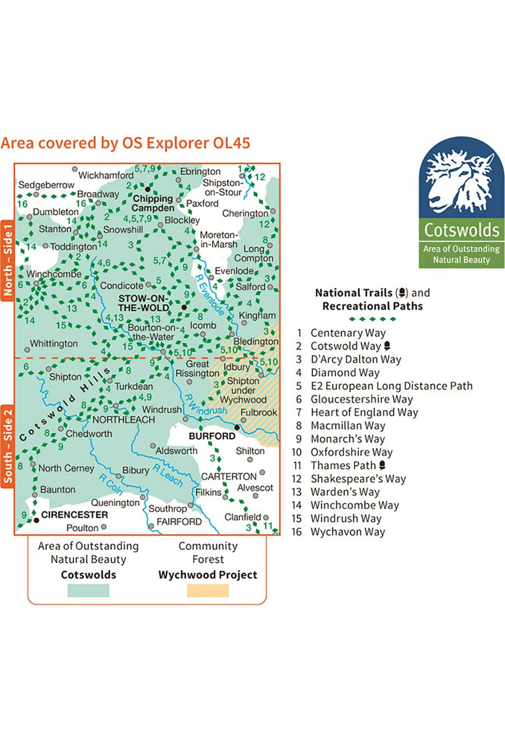 Ordnance Survey The Cotswolds - OS Explorer OL45 Map