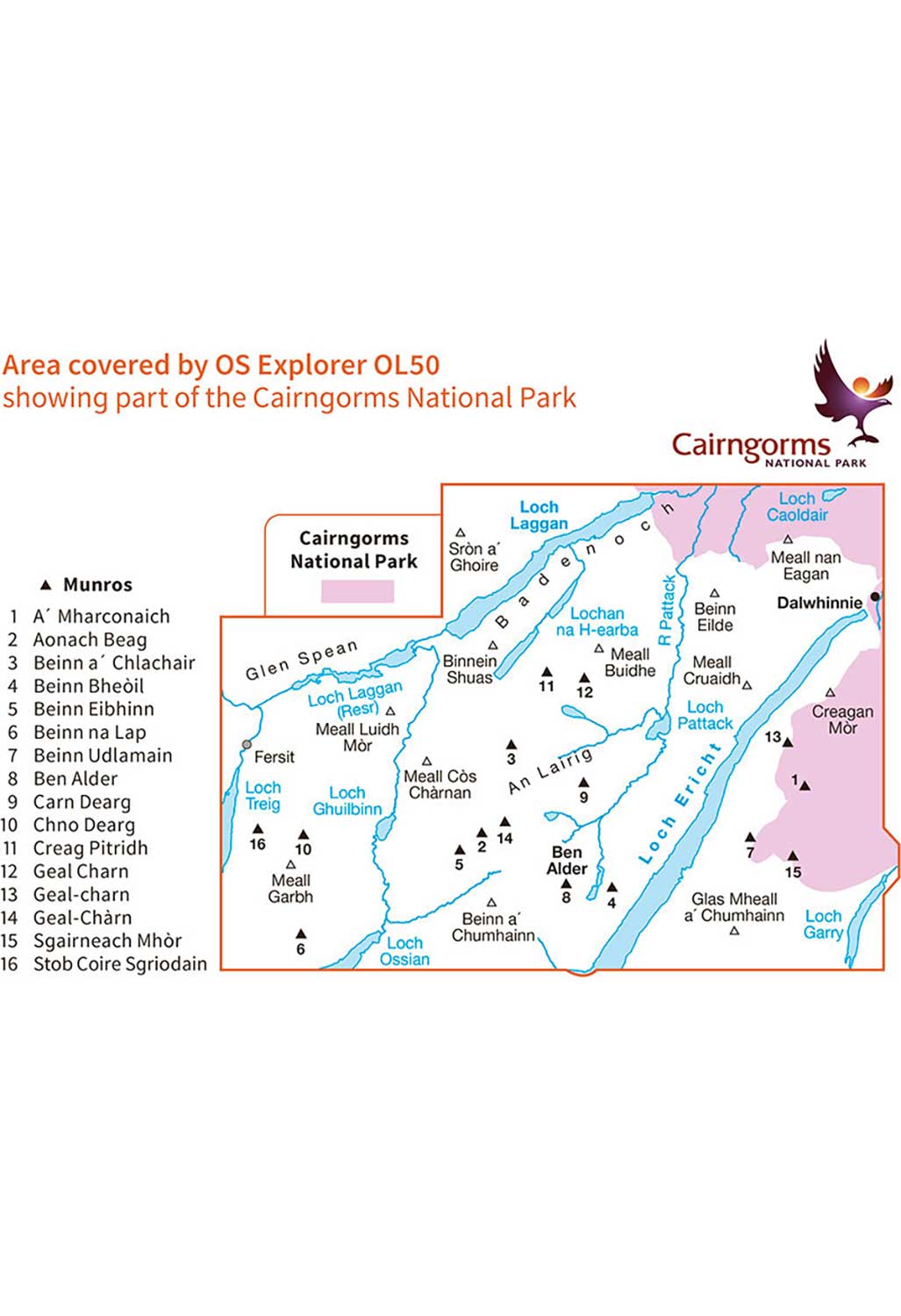 Ordnance Survey Ben Alder, Loch Ericht & Loch Laggan - OS Explorer OL50 Map