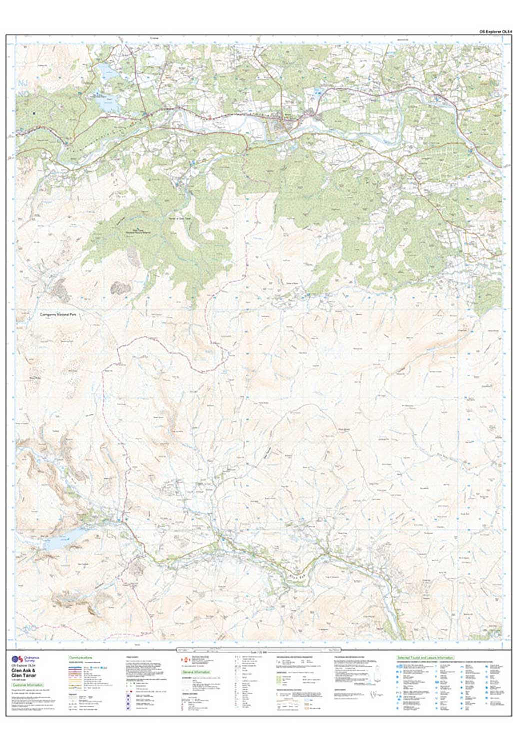 Ordnance Survey Glen Esk & Glen Tanar - OS Explorer OL54 Map