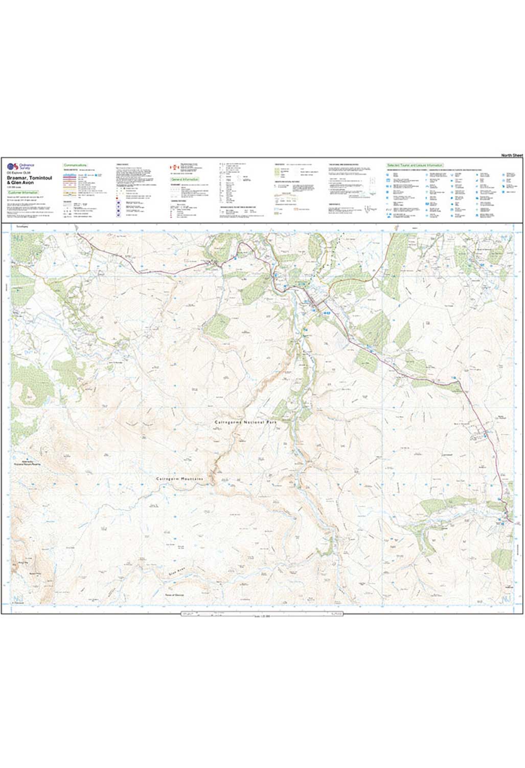 Ordnance Survey Braemar, Tomintoul & Glen Avon - OS Explorer OL58 Map