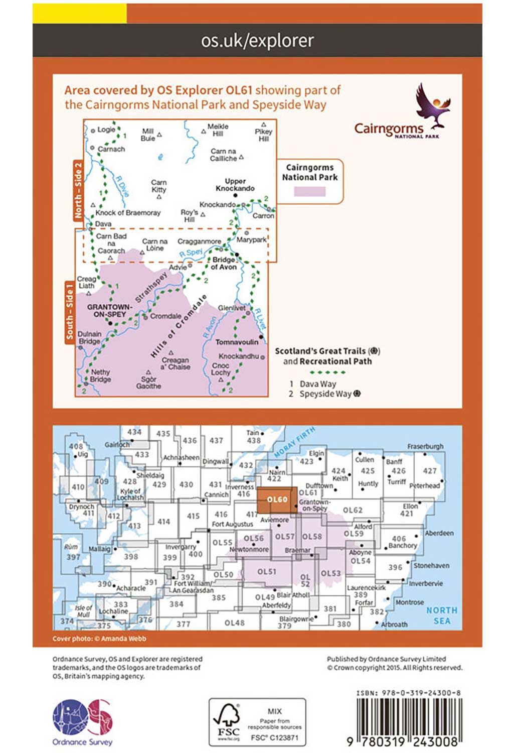 Ordnance Survey Grantown-on-Spey & Hills of Cromdale - OS Explorer OL61 Map