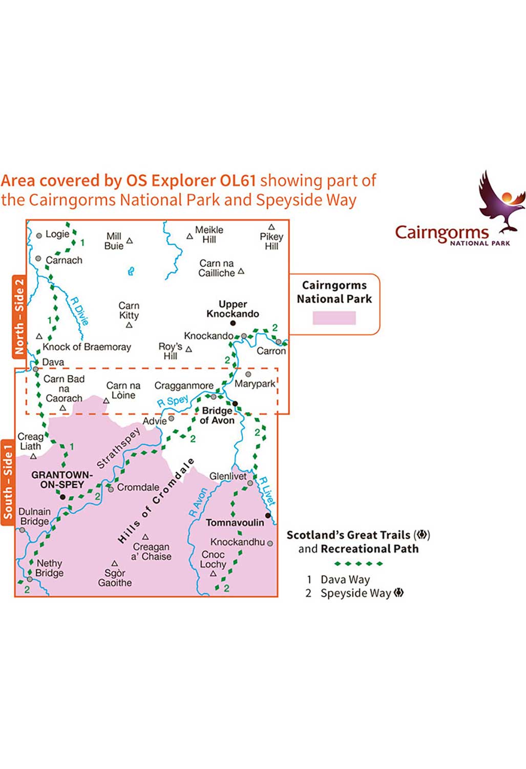 Ordnance Survey Grantown-on-Spey & Hills of Cromdale - OS Explorer OL61 Map