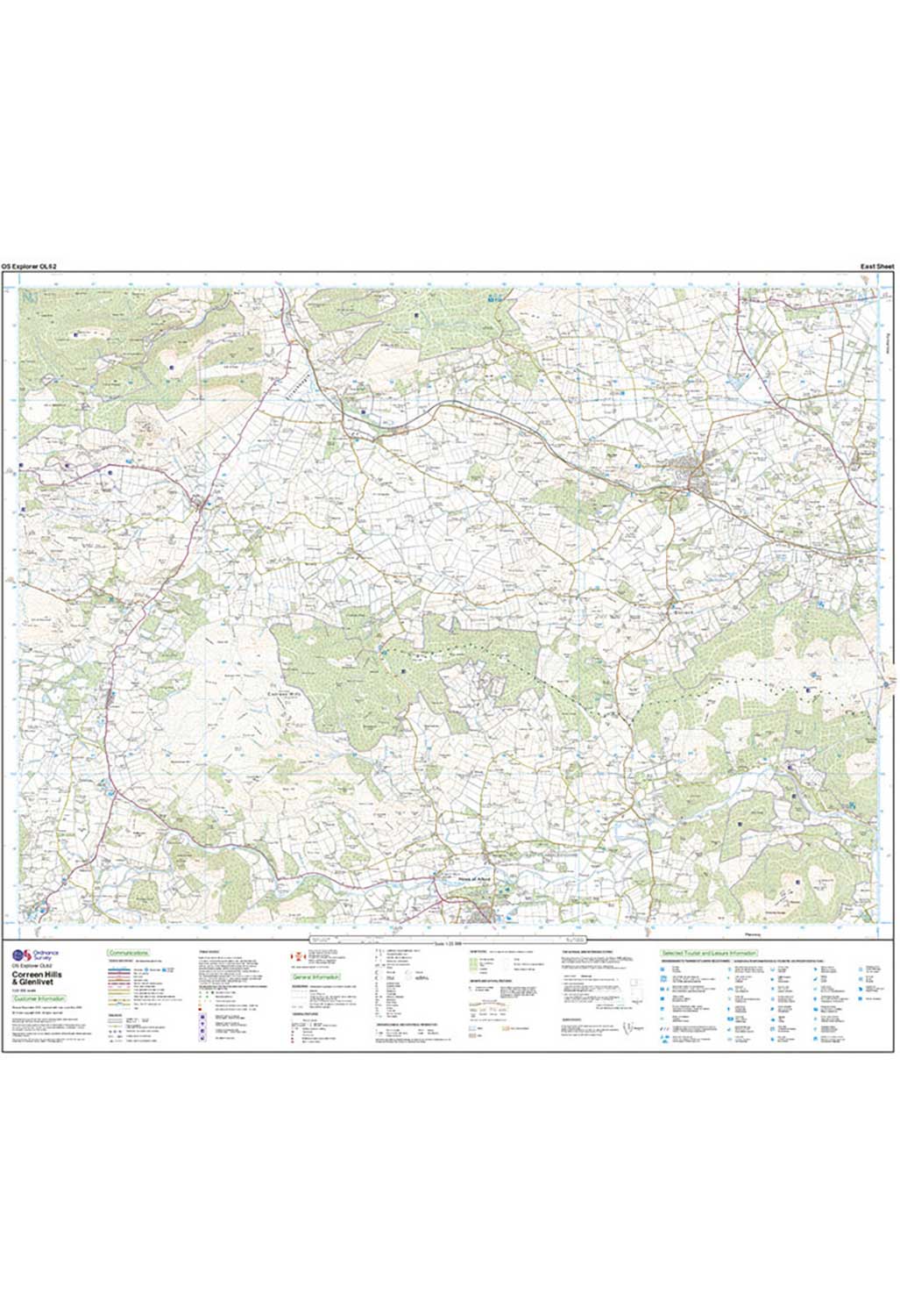 Ordnance Survey Coreen Hills & Glenlivet - OS Explorer OL62 Map