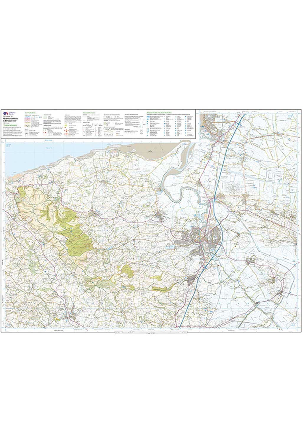 Ordnance Survey Quantock Hills & Bridgwater - OS Explorer 140 Map