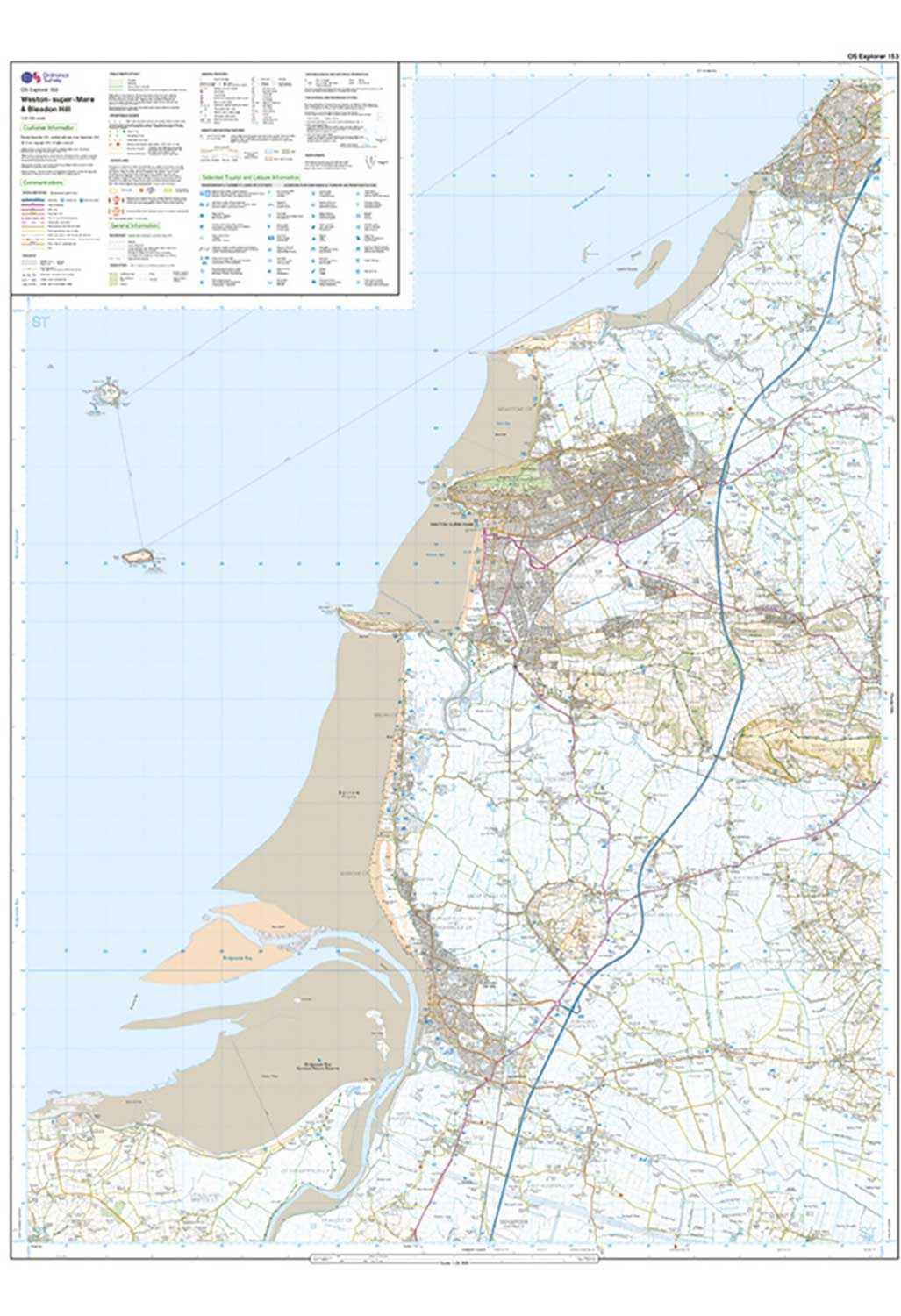 Ordnance Survey Weston-super-Mare & Bleadon Hill - OS Explorer 153 Map