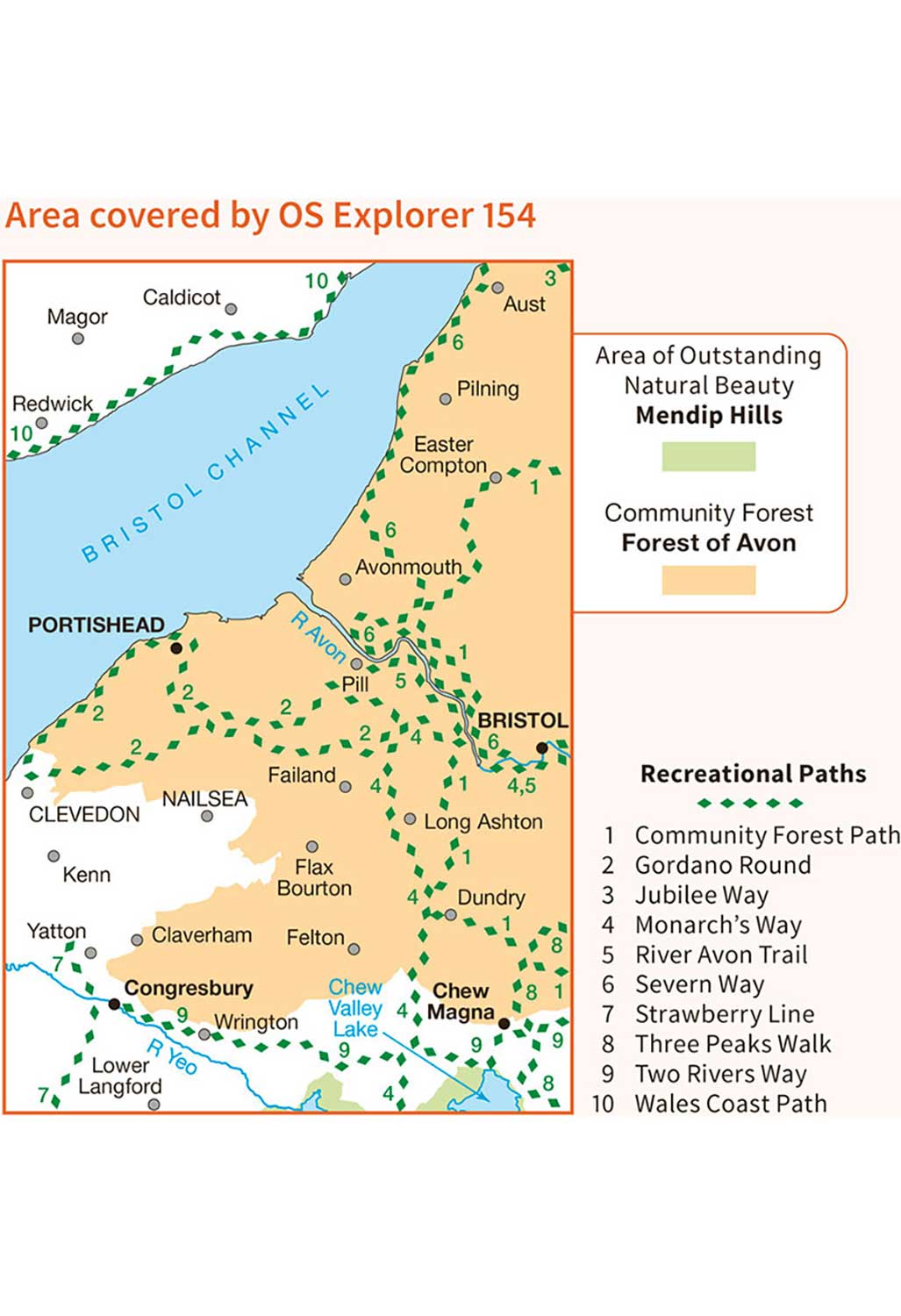 Ordnance Survey Bristol West & Portishead - OS Explorer 154 Map