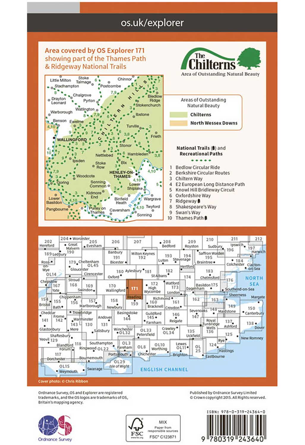 Ordnance Survey Chiltern Hills West - OS Explorer 171 Map