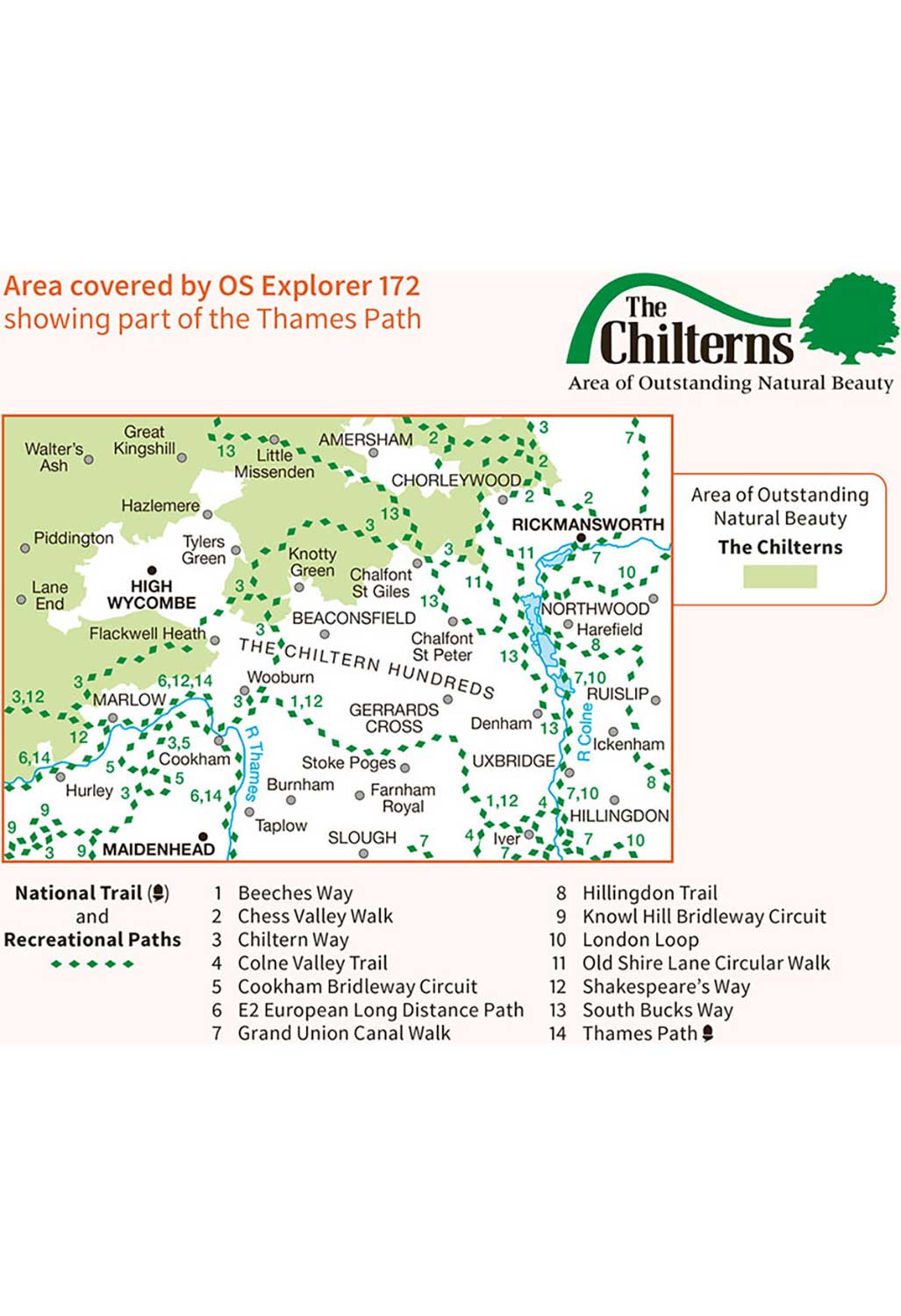 Ordnance Survey Chiltern Hills East - OS Explorer 172 Map