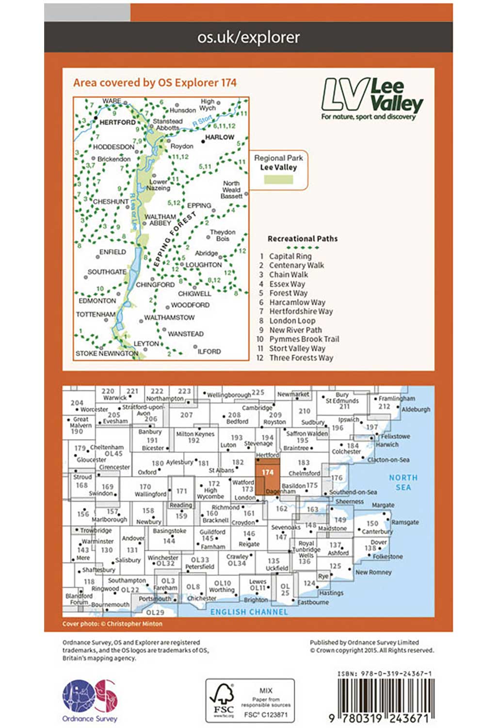 Ordnance Survey Epping Forest & Lee Valley - OS Explorer 174 Map