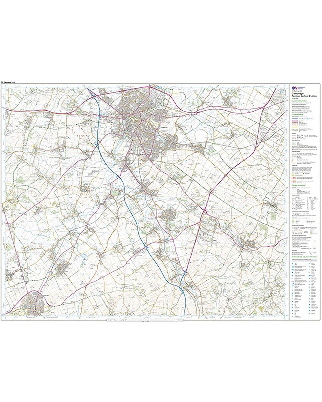 Ordnance Survey Cambridge, Royston, Duxford & Linton - OS Explorer 209 Map