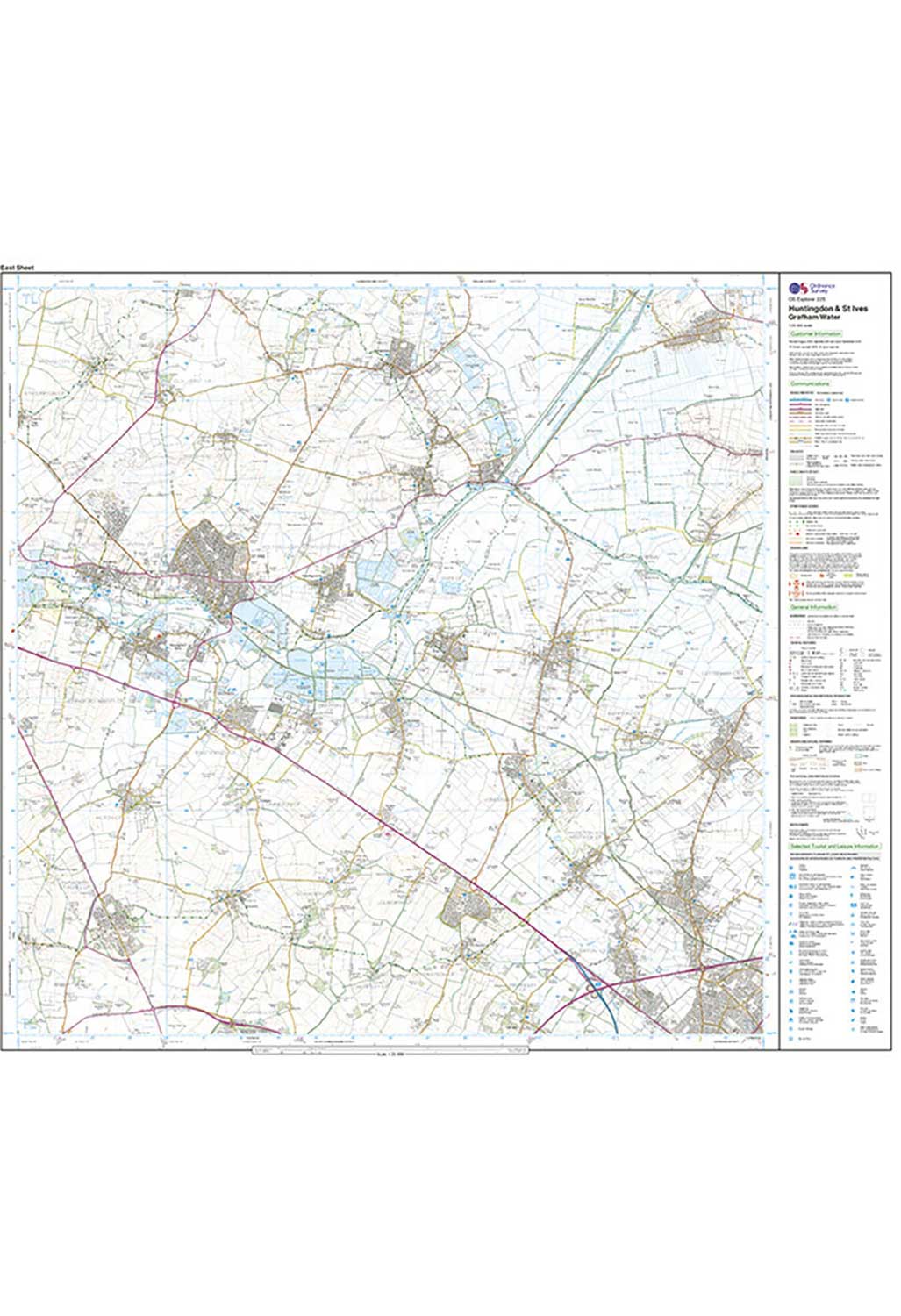 Ordnance Survey Huntingdon & St Ives, Grafham Water - OS Explorer 225 Map