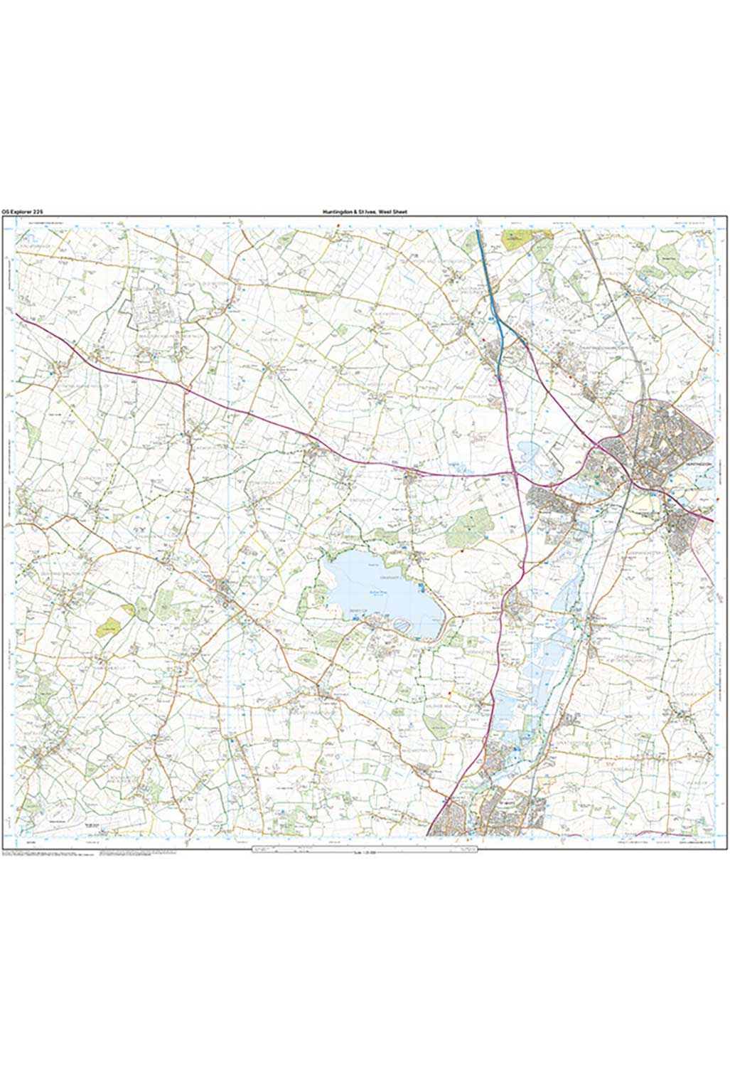 Ordnance Survey Huntingdon & St Ives, Grafham Water - OS Explorer 225 Map