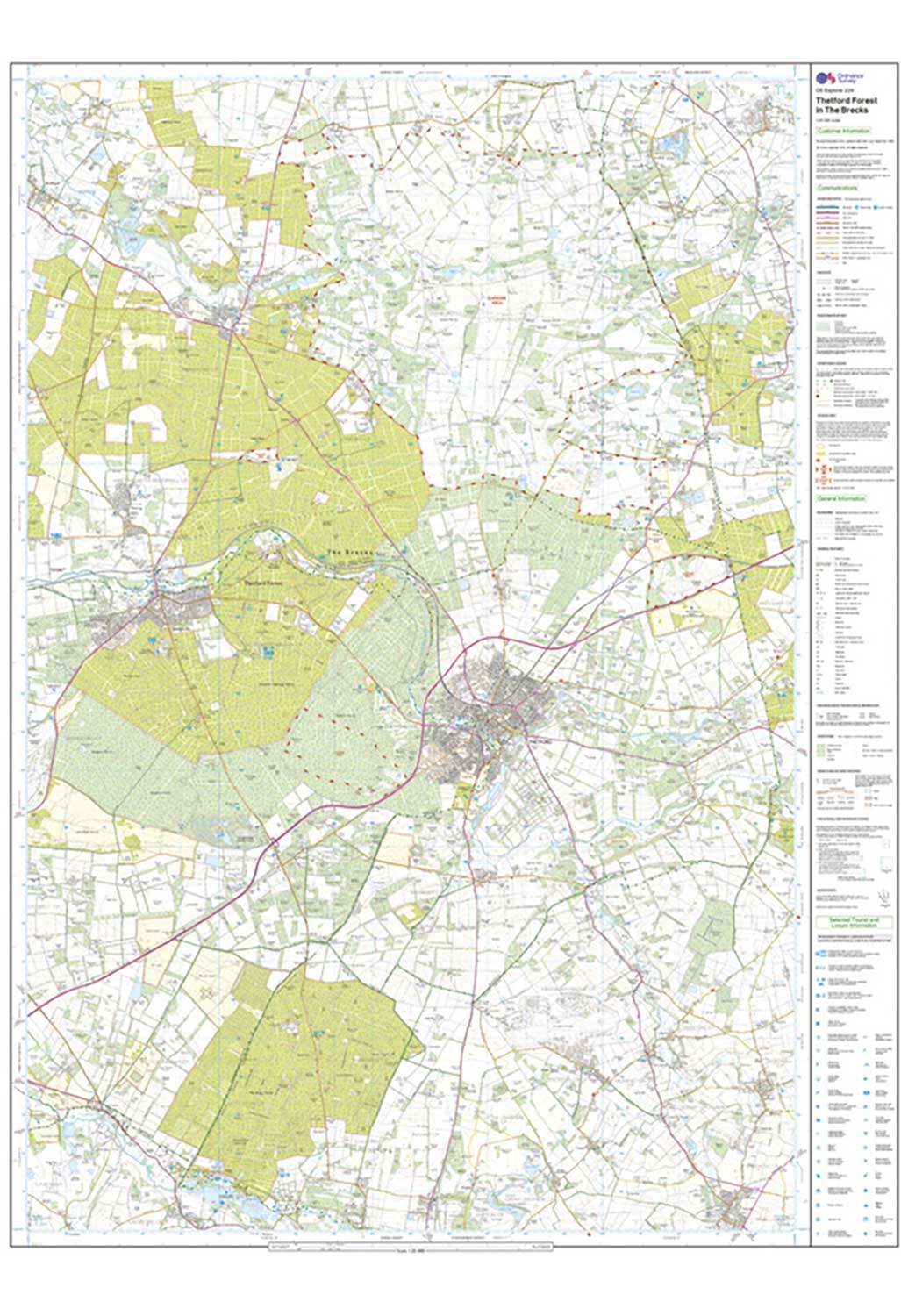 Ordnance Survey Thetford Forest in The Brecks, Thetford & Brandon - OS Explorer 229 Map