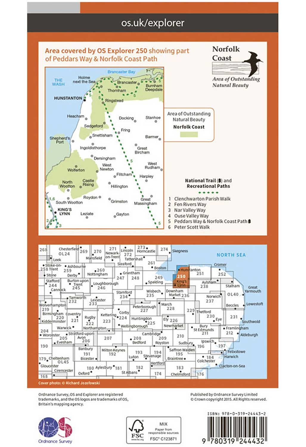 Ordnance Survey Norfolk Coast West - OS Explorer 250 Map