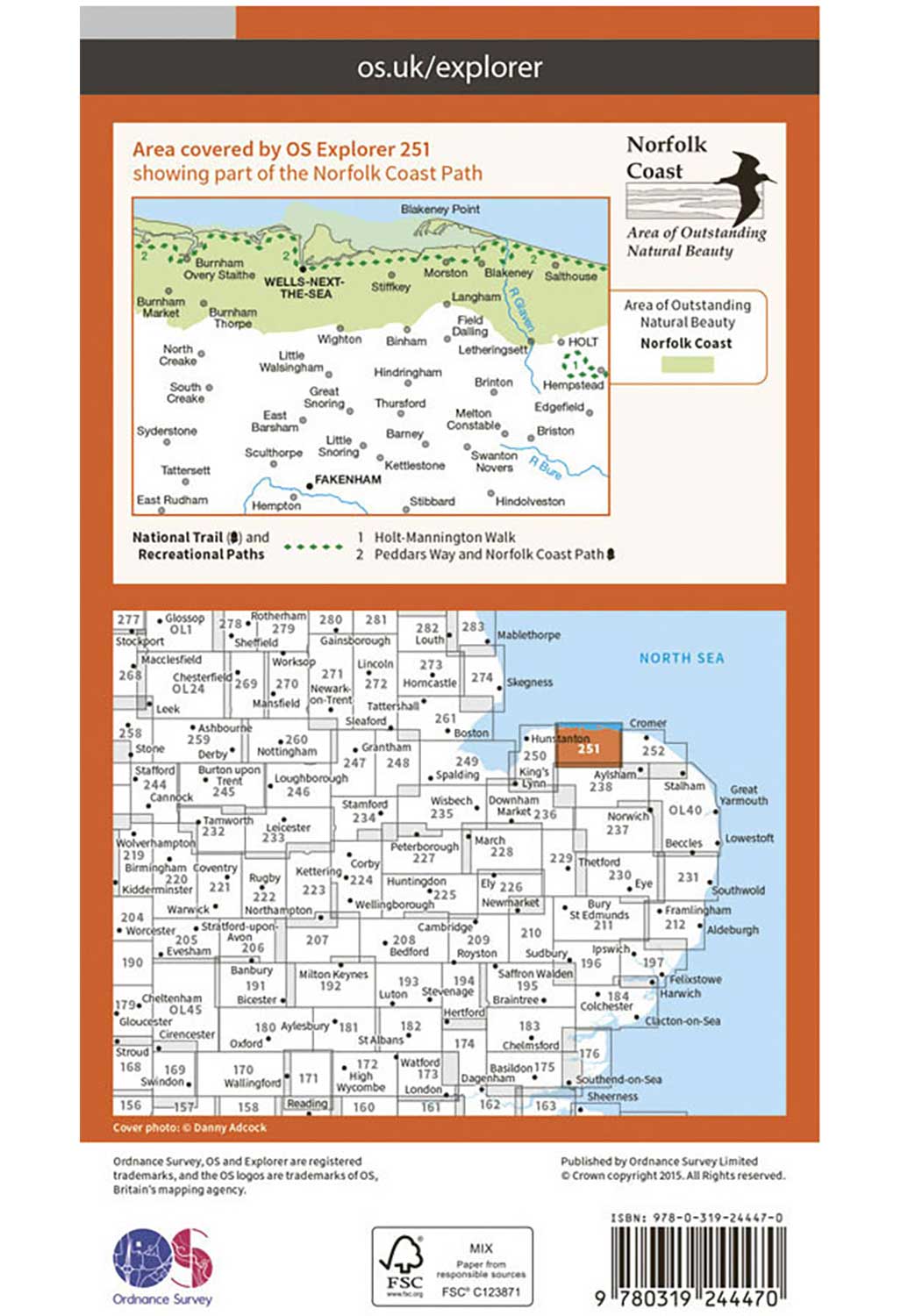 Ordnance Survey Norfolk Coast Central - OS Explorer 251 Map
