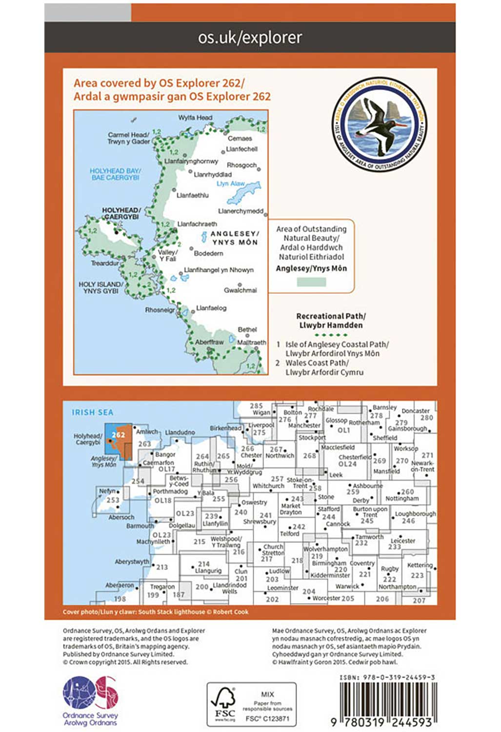 Ordnance Survey Anglesey West - OS Explorer 262 Map