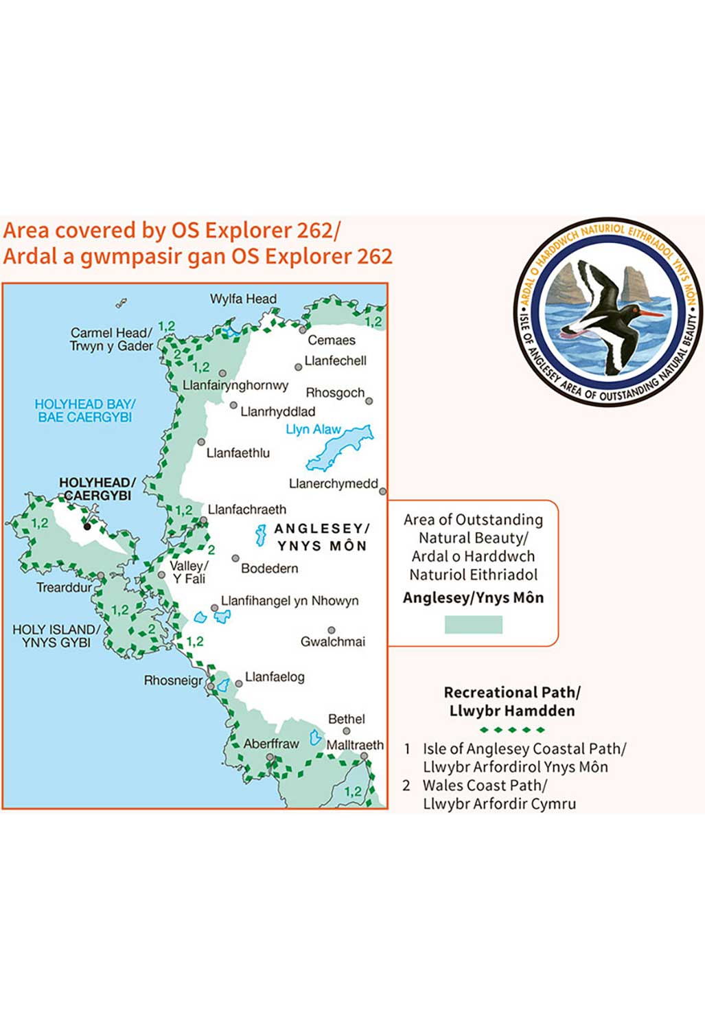 Ordnance Survey Anglesey West - OS Explorer 262 Map