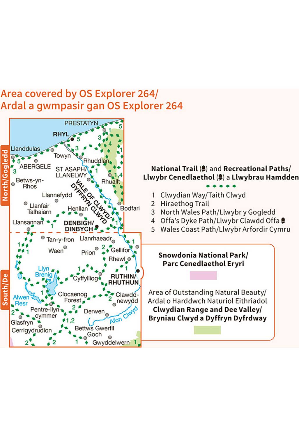 Ordnance Survey Vale of Clwyd - OS Explorer 264 Map