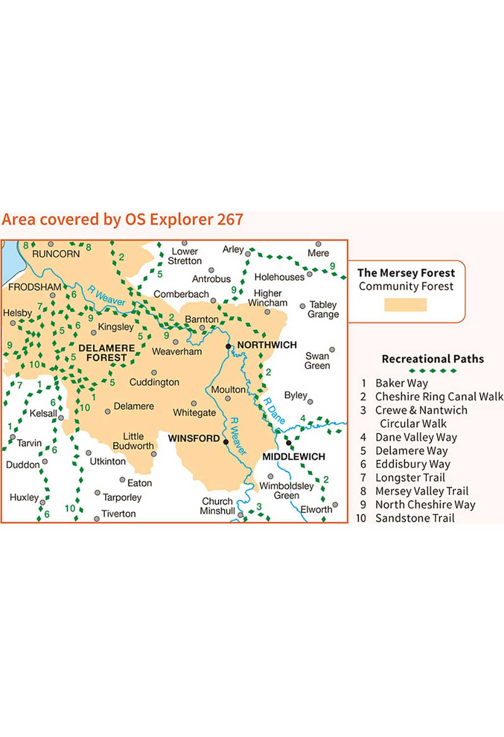 Ordnance Survey Northwich & Delamere Forest - OS Explorer 267 Map