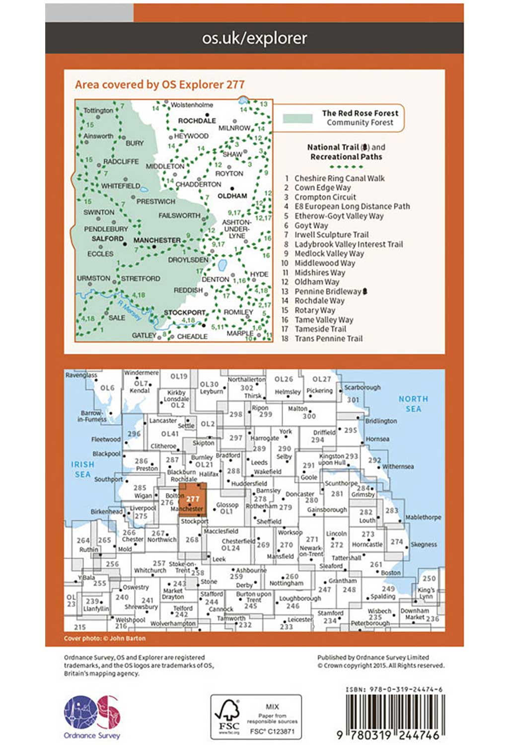 Ordnance Survey Manchester & Salford - OS Explorer 277 Map
