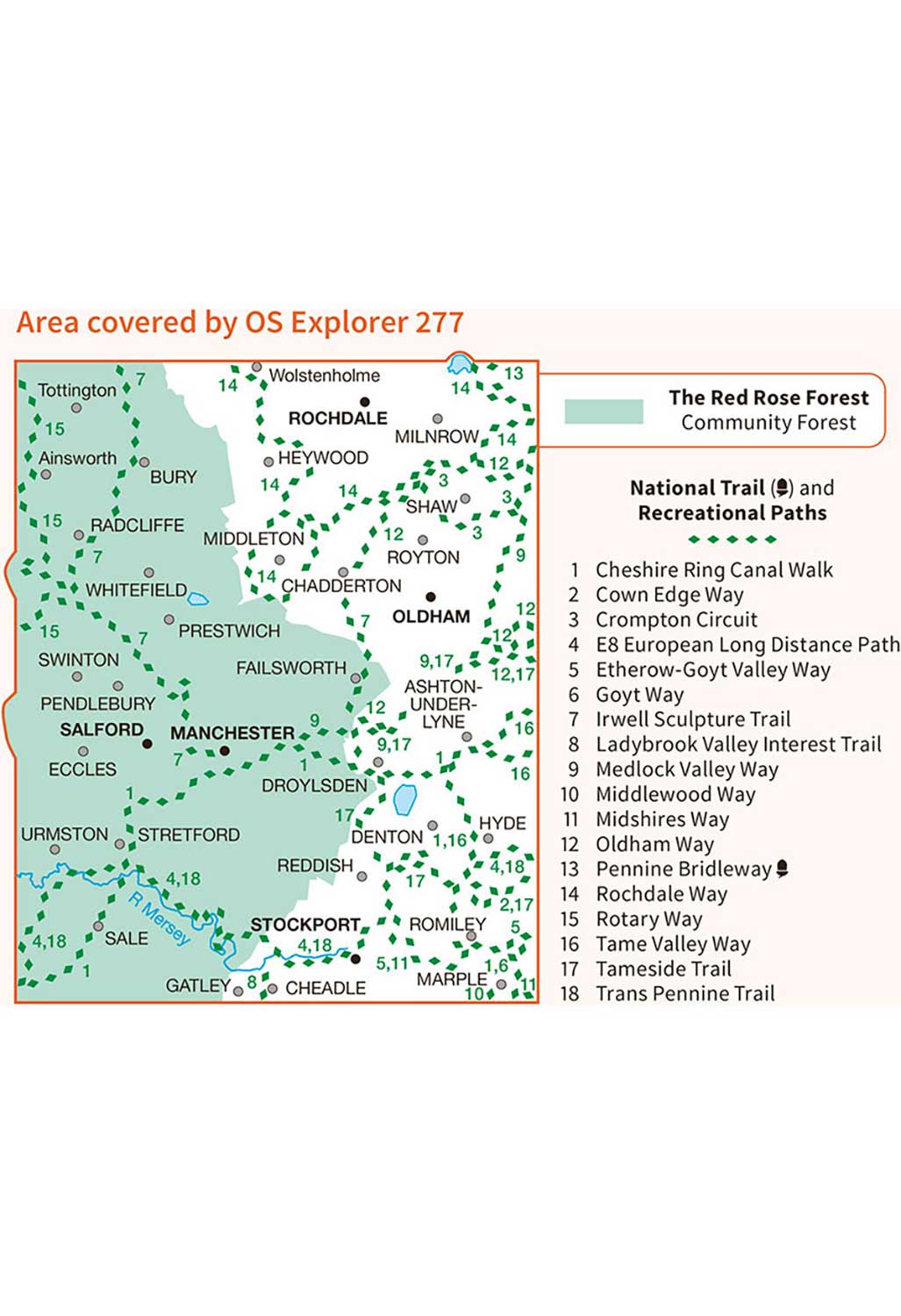 Ordnance Survey Manchester & Salford - OS Explorer 277 Map