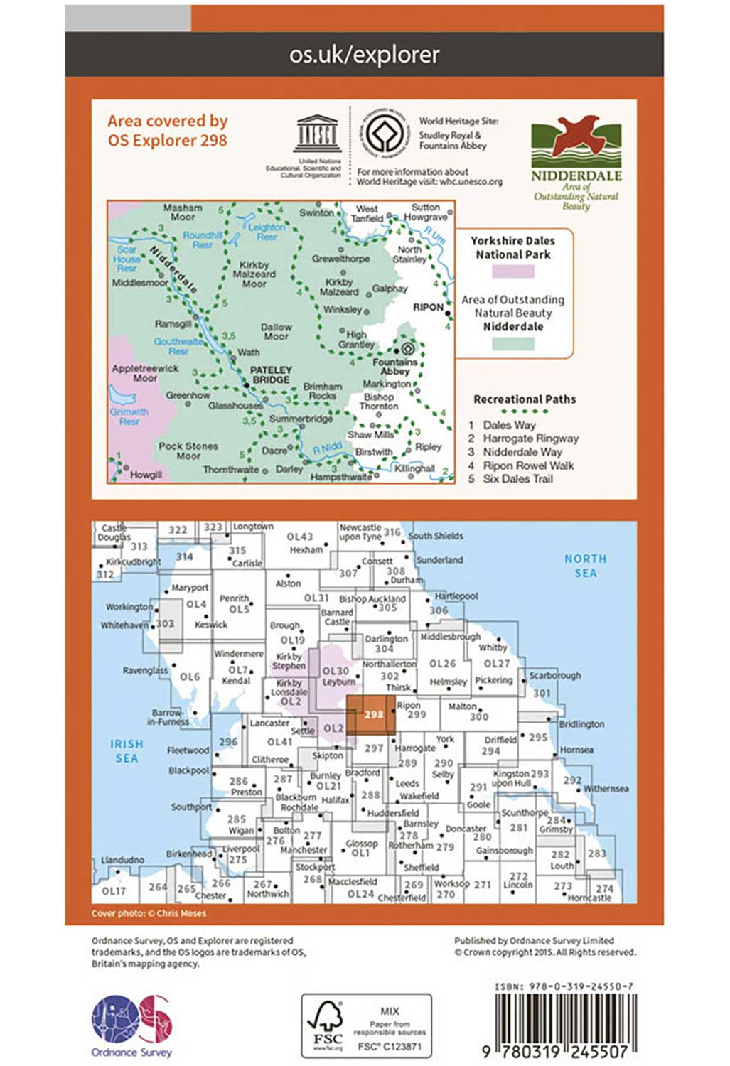 Ordnance Survey Nidderdale - OS Explorer 298 Map
