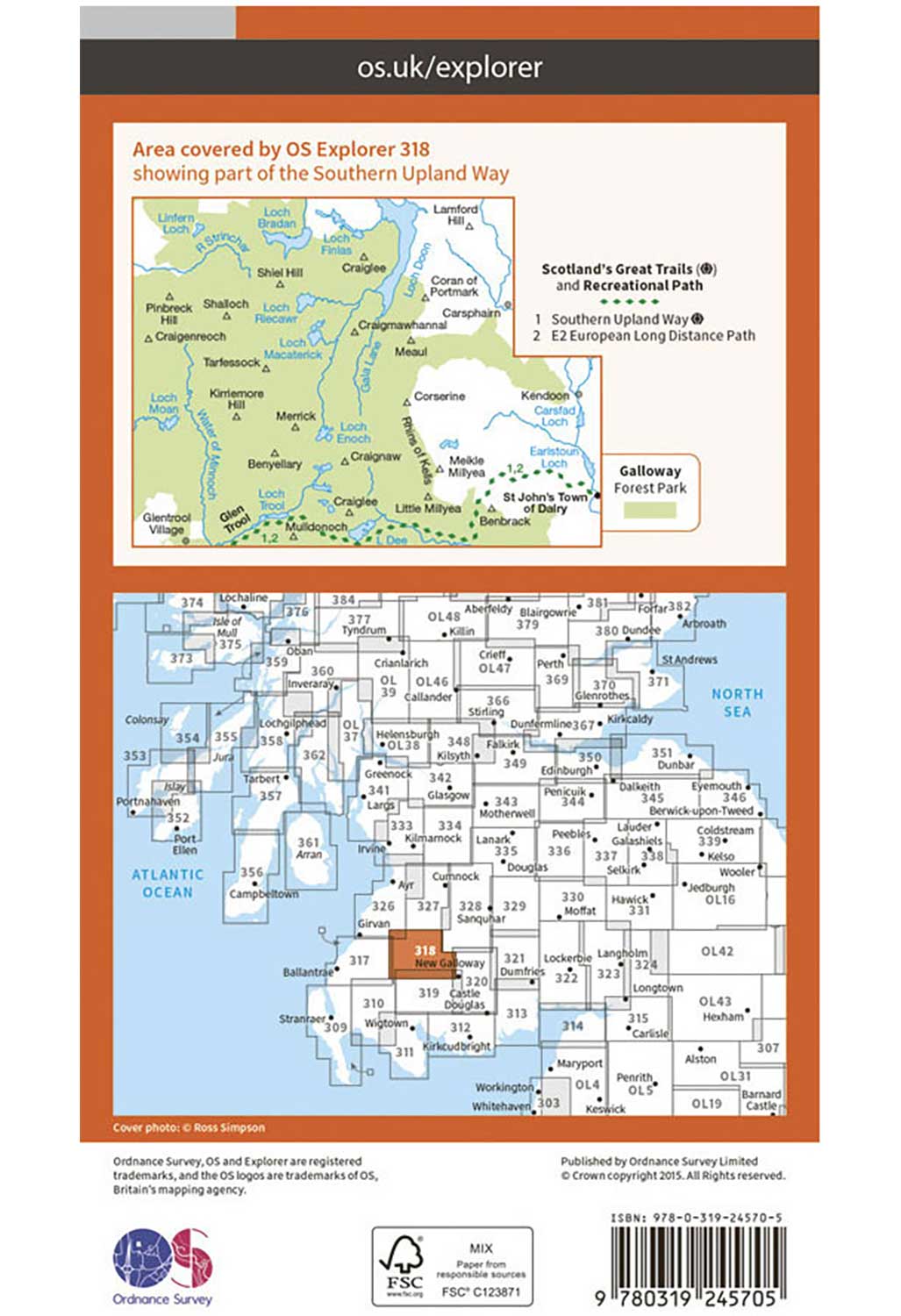 Ordnance Survey Galloway Forest Park North - OS Explorer 318 Map